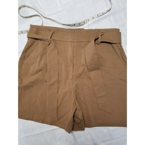 INC Women's High Rise Belted Regular Khaki Color(Salty Nut) Shorts Size 12 - Picture 1 of 11